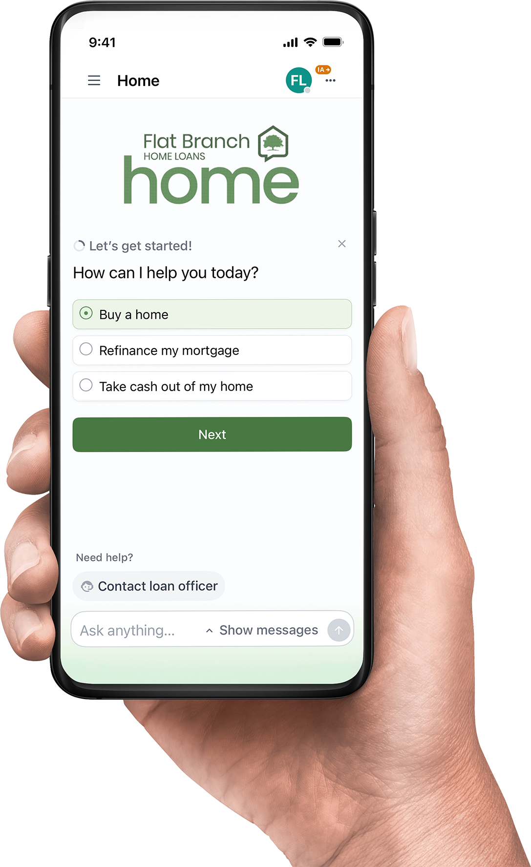 Flat Branch app on phone